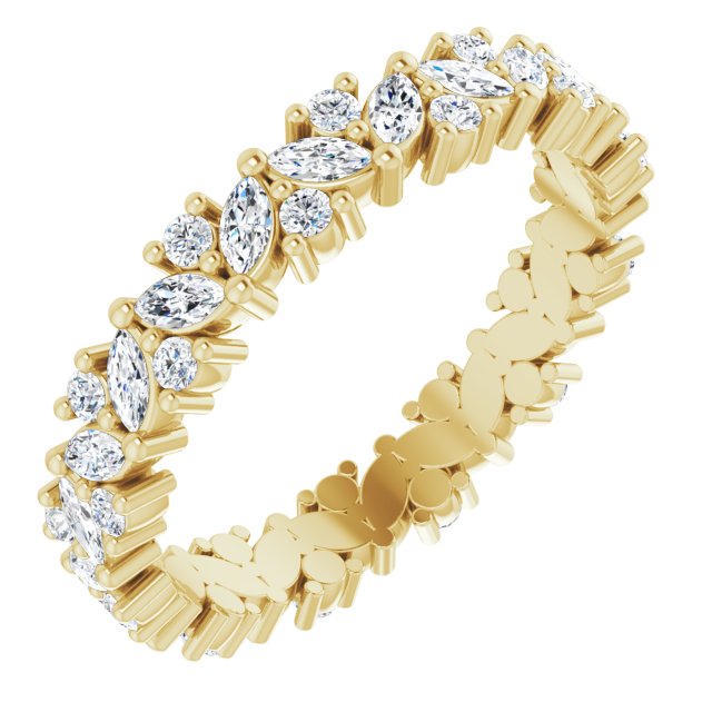 14K Yellow 1 CTW Natural Diamond Cluster Eternity Band Size 7